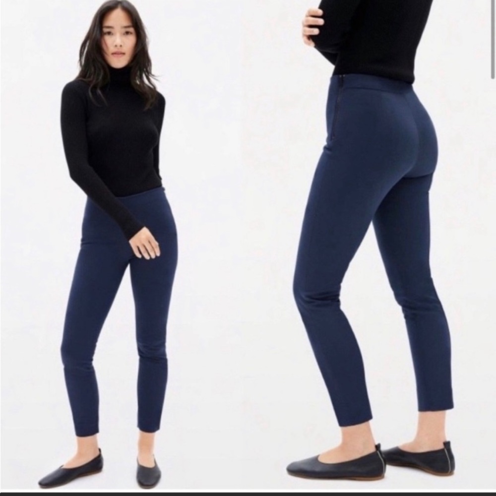 Everlane the side-zip stretch cotton pant in navy pointe, work pants